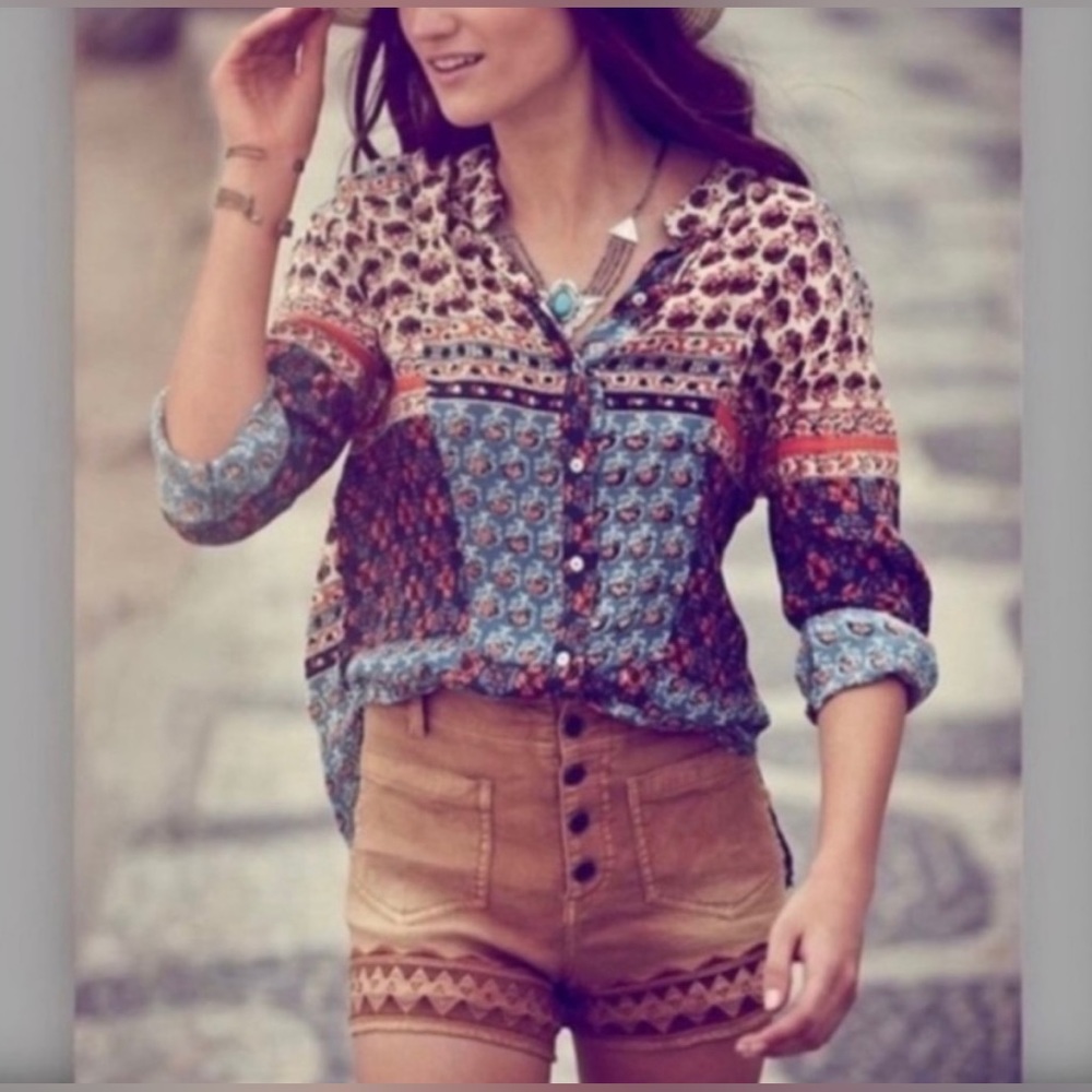 Free People Caravan Patchwork Multicolored Button… - image 2